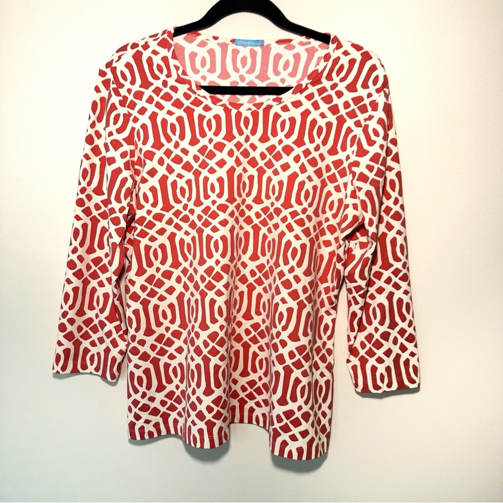 J. McLaughlin Geographic XL Unique Pink Abstract Catalina Cloth Women's Blouse